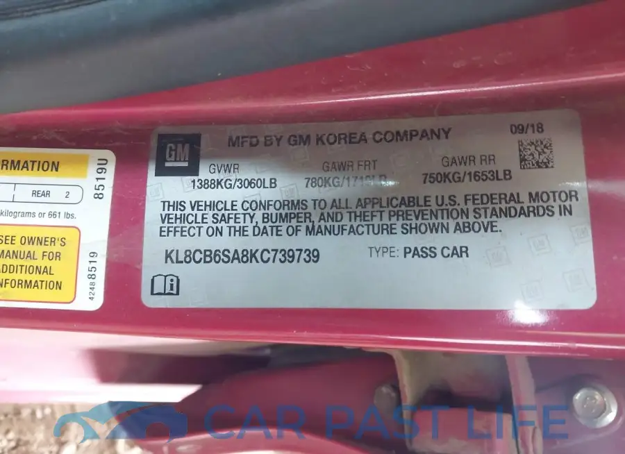 KL8CB6SA8KC739739# 9