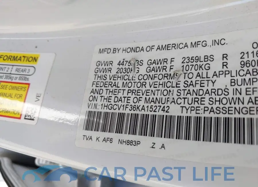 1HGCV1F36KA152742# 9