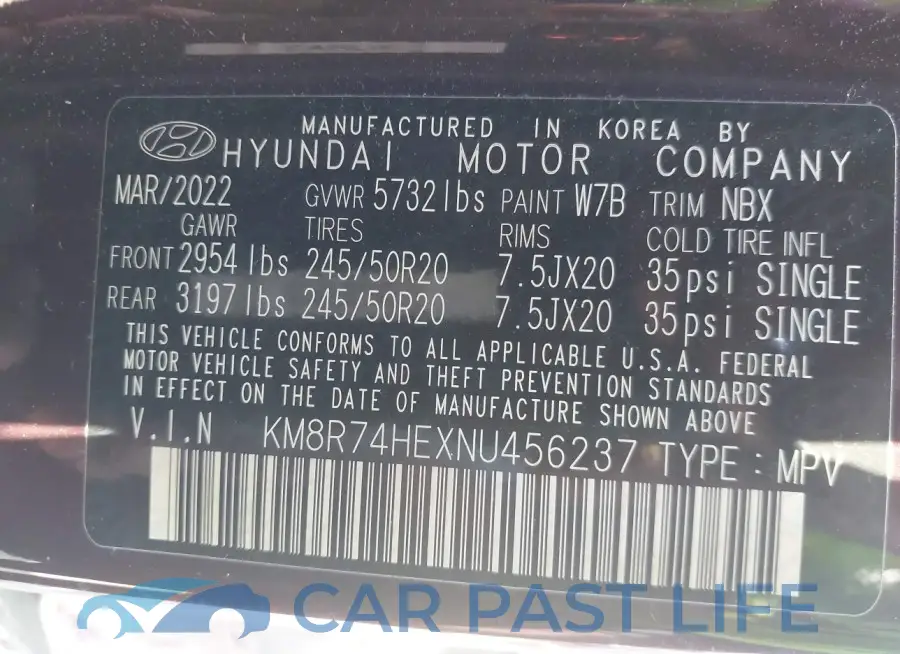 KM8R74HEXNU456237# 9