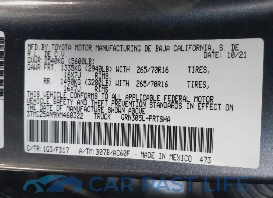 3TMCZ5AN9NM460322# 9