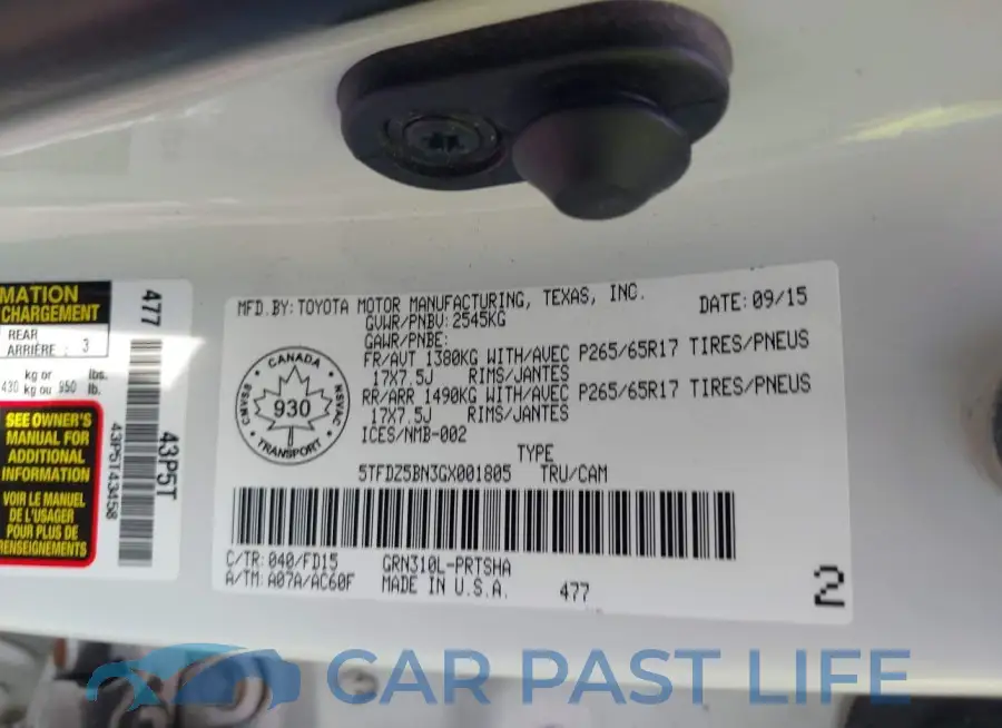 5TFDZ5BN3GX001805# 9