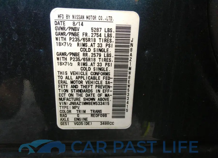 JN8AZ1MW8EW533415# 9