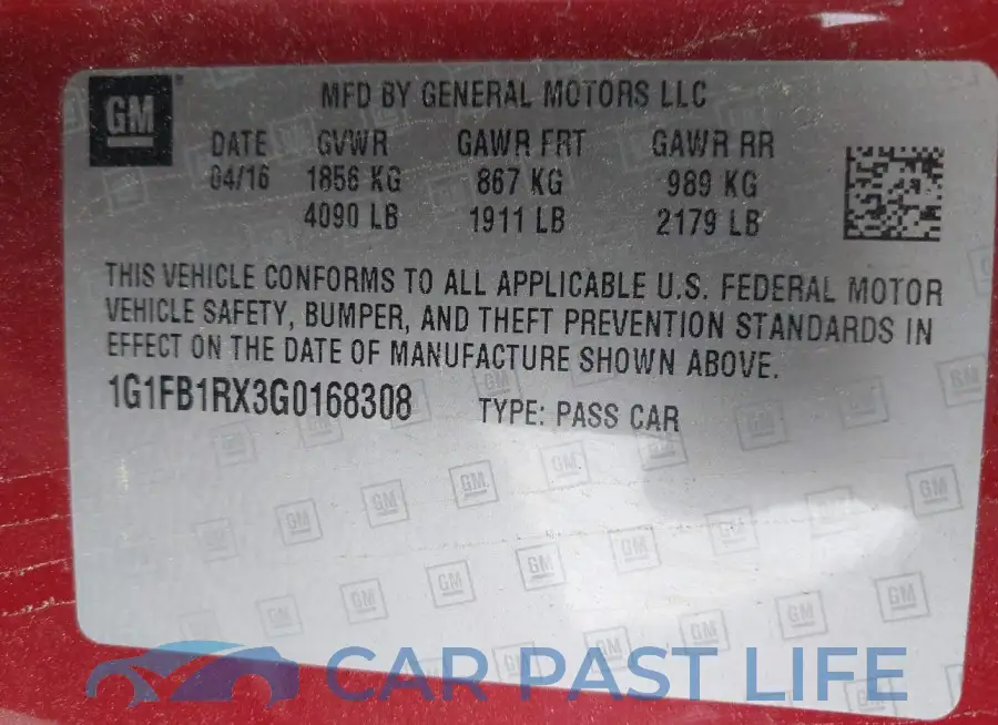 1G1FB1RX3G0168308# 9