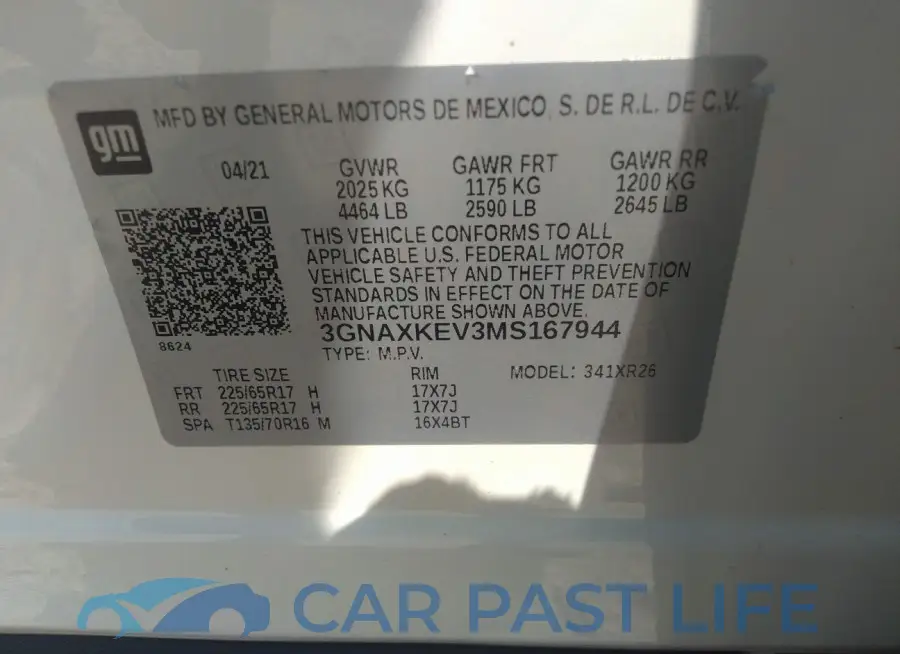 3GNAXKEV3MS167944# 9