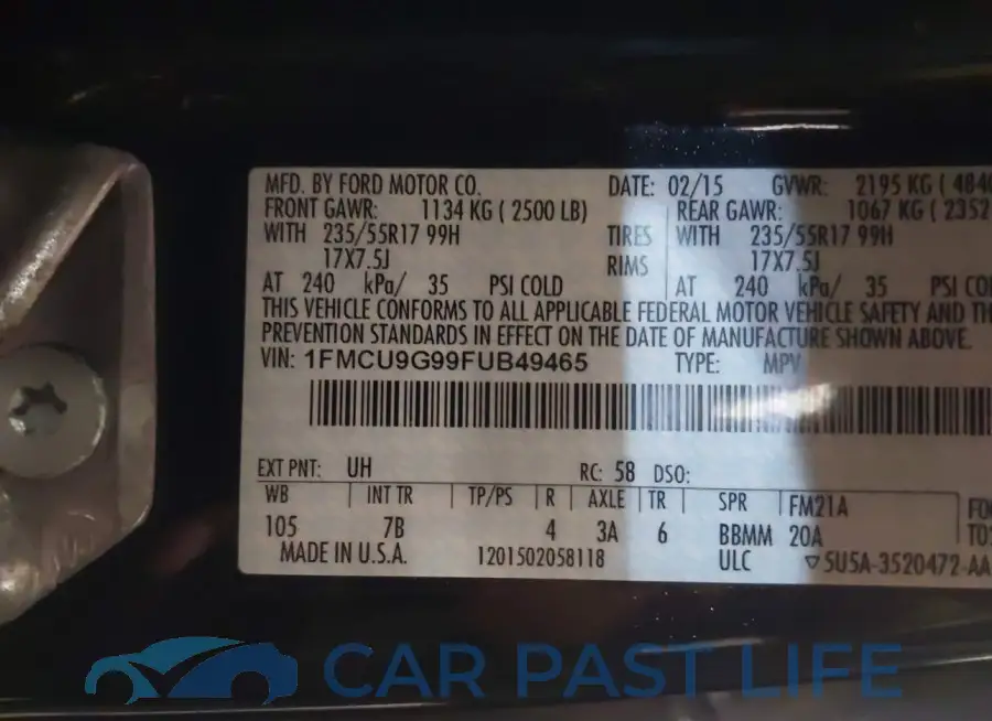1FMCU9G99FUB49465# 9
