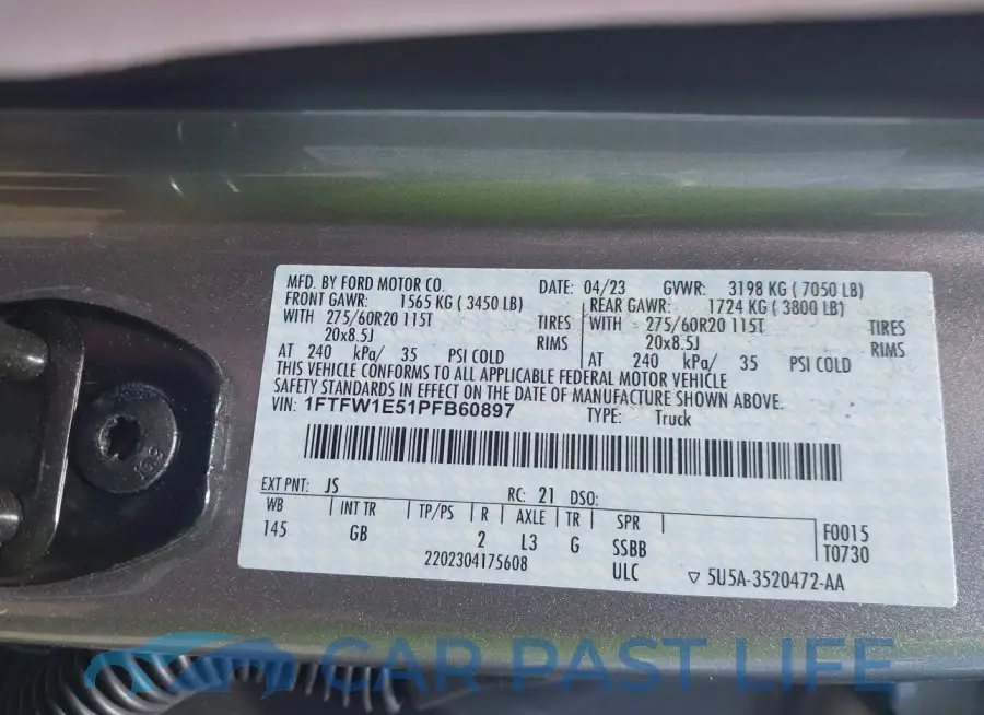 1FTFW1E51PFB60897# 9