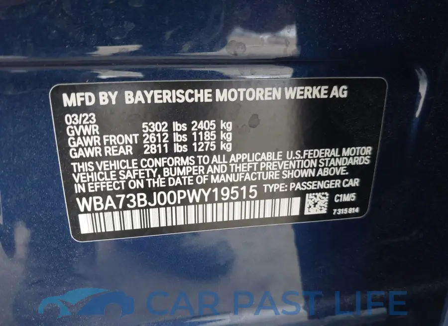 WBA73BJ00PWY19515# 9