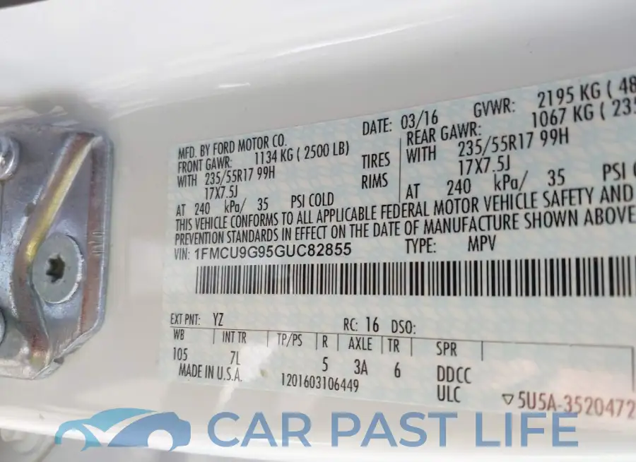 1FMCU9G95GUC82855# 9