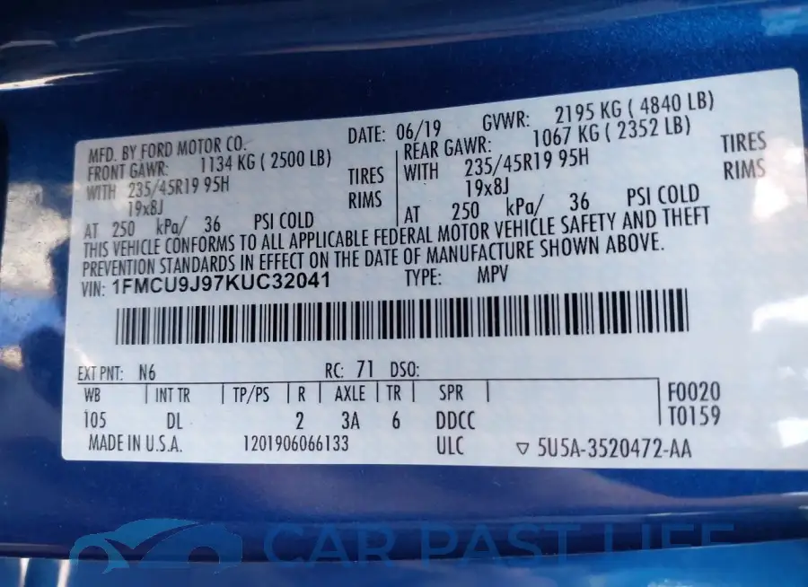 1FMCU9J97KUC32041# 9