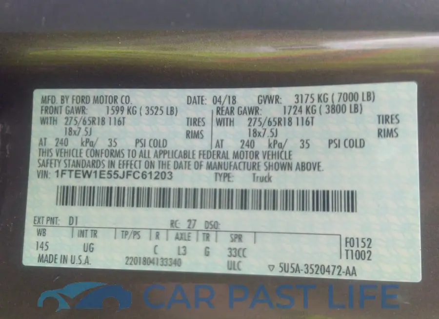 1FTEW1E55JFC61203# 9