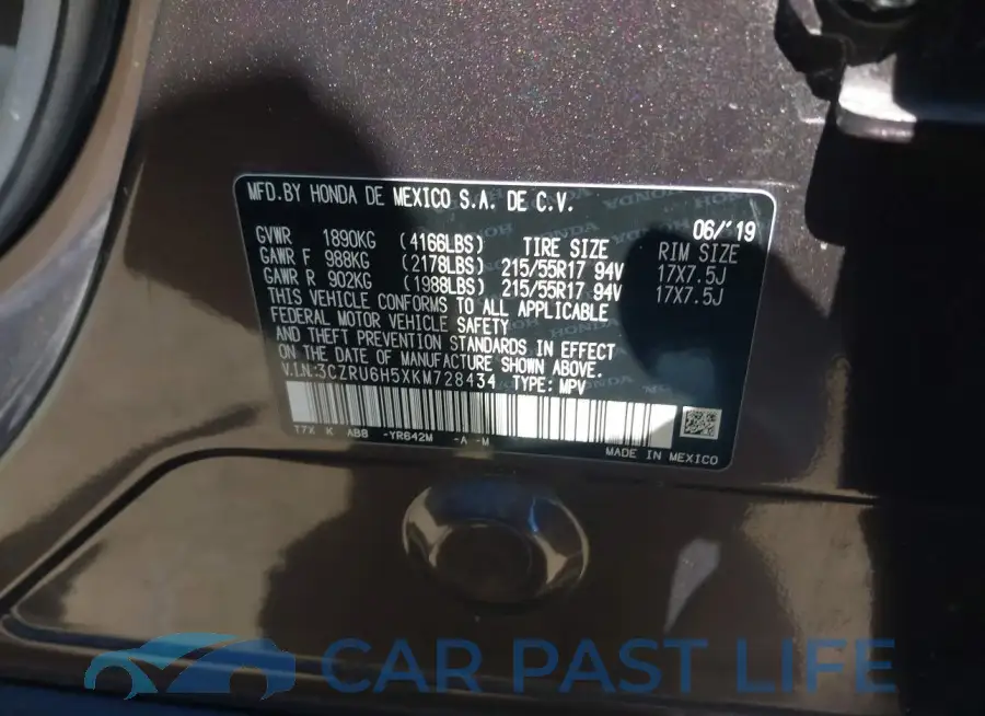 3CZRU6H5XKM728434# 9