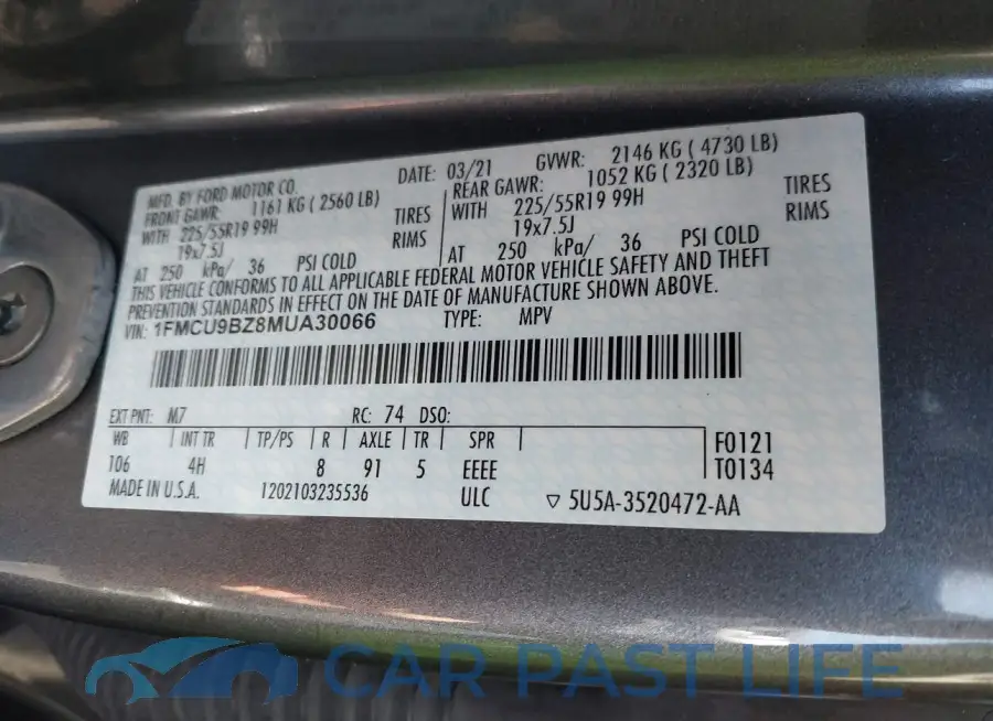 1FMCU9BZ8MUA30066# 9