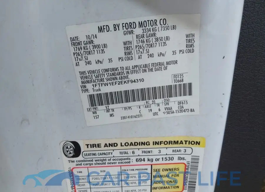 1FTFW1EF2EKF94310# 9