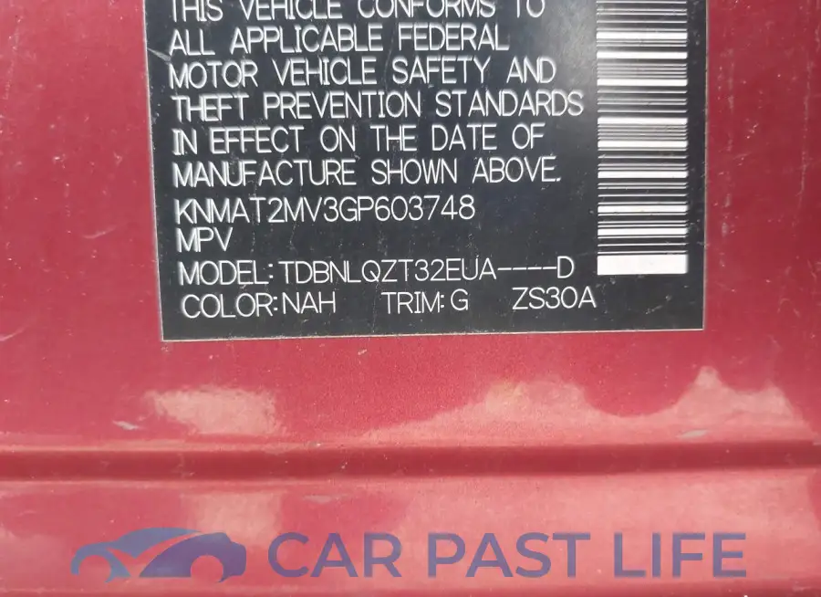 KNMAT2MV3GP603748# 9