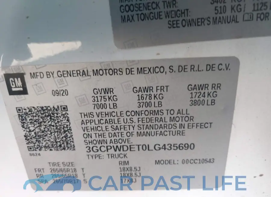 3GCPWDET0LG435690# 9