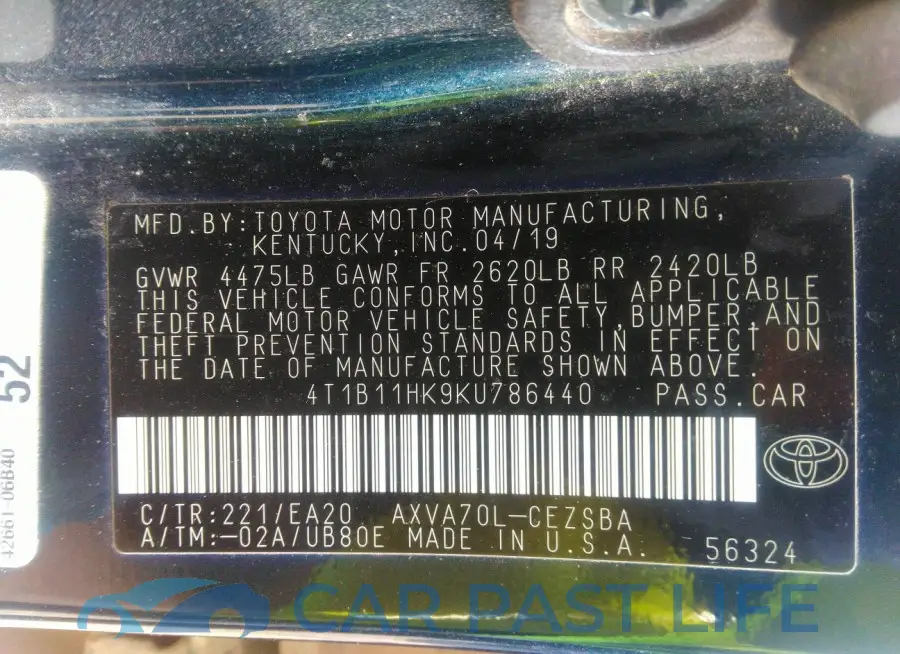 4T1B11HK9KU786440# 9