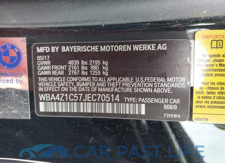 WBA4Z1C57JEC70514# 9