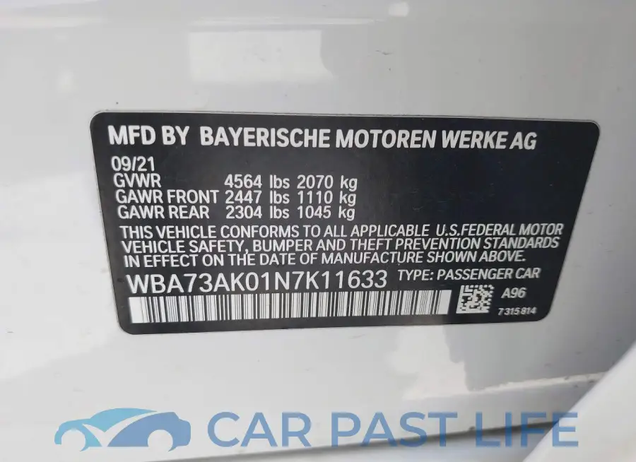 WBA73AK01N7K11633# 9