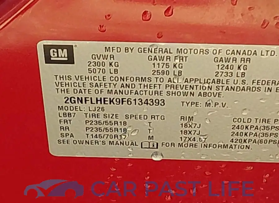 2GNFLHEK9F6134393# 9