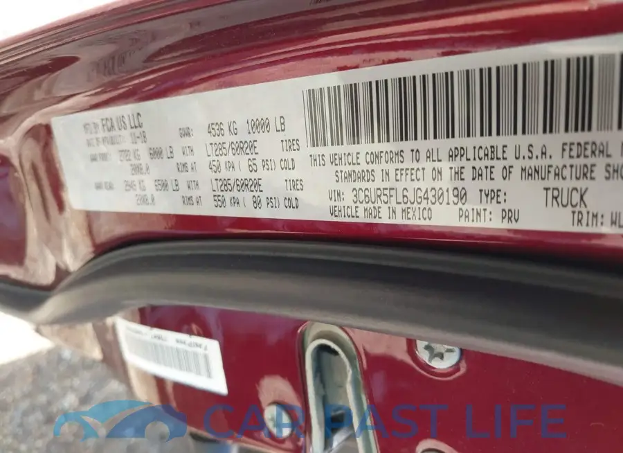 3C6UR5FL6JG430190# 9