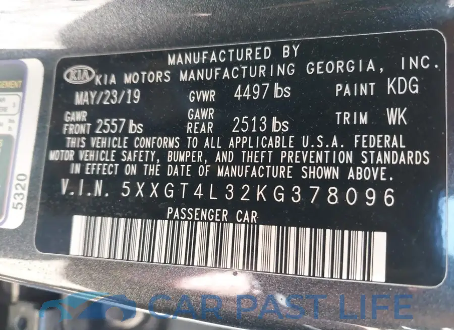 5XXGT4L32KG378096# 9