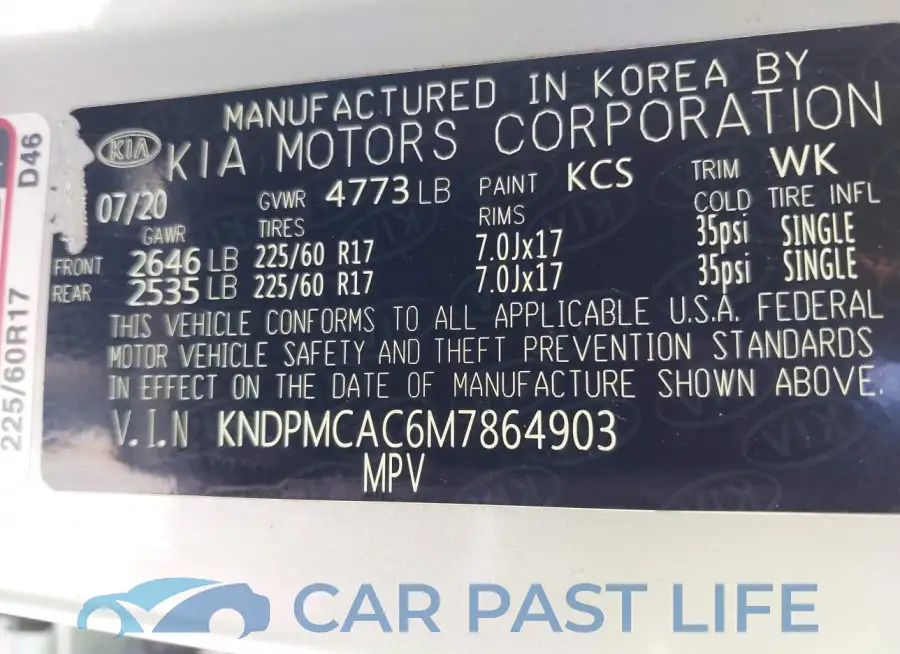 KNDPMCAC6M7864903# 9