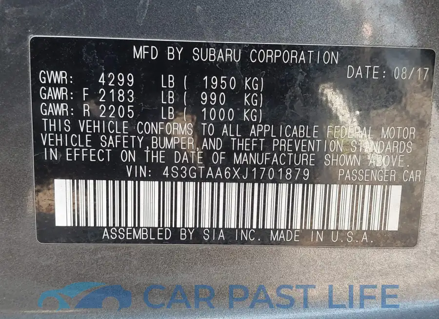 4S3GTAA6XJ1701879# 9