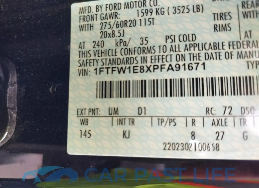 1FTFW1E8XPFA91671# 9