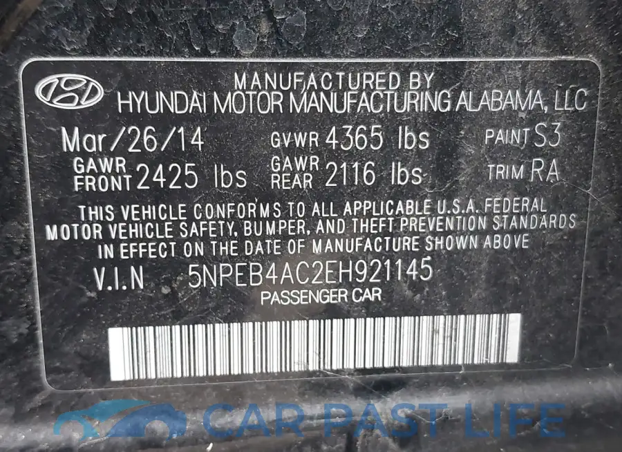 5NPEB4AC2EH921145# 9