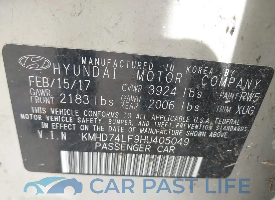 KMHD74LF9HU405049# 9