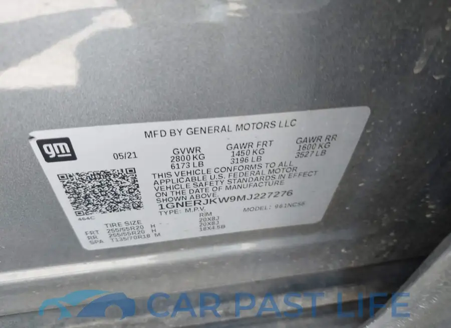 1GNERJKW9MJ227276# 9
