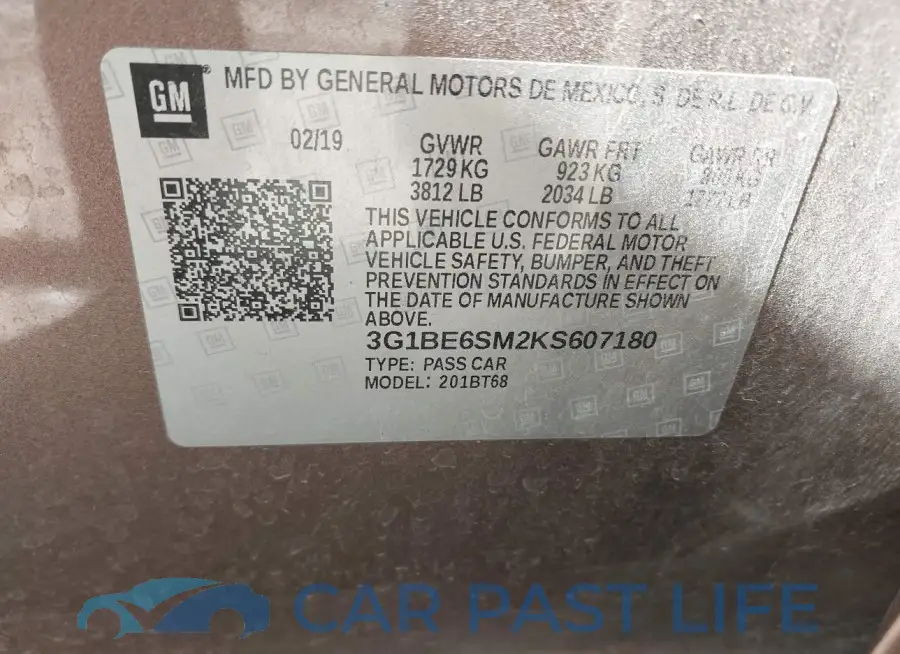 3G1BE6SM2KS607180# 9