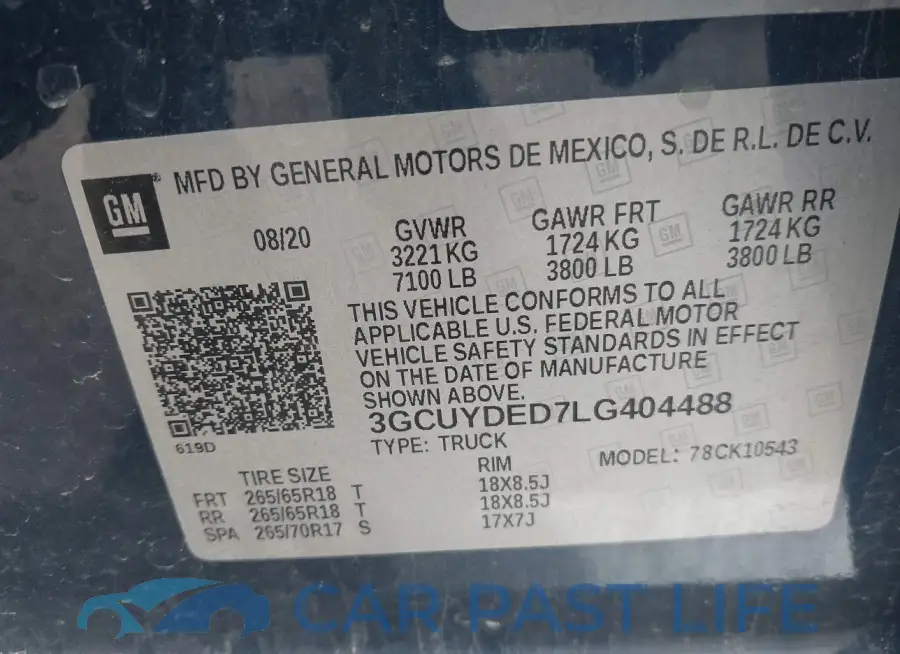 3GCUYDED7LG404488# 9