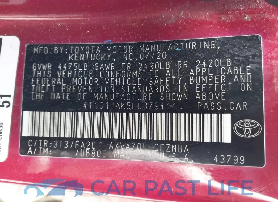 4T1C11AK5LU379411# 9