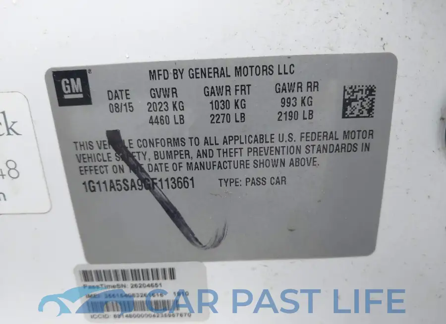 1G11A5SA9GF113661# 9