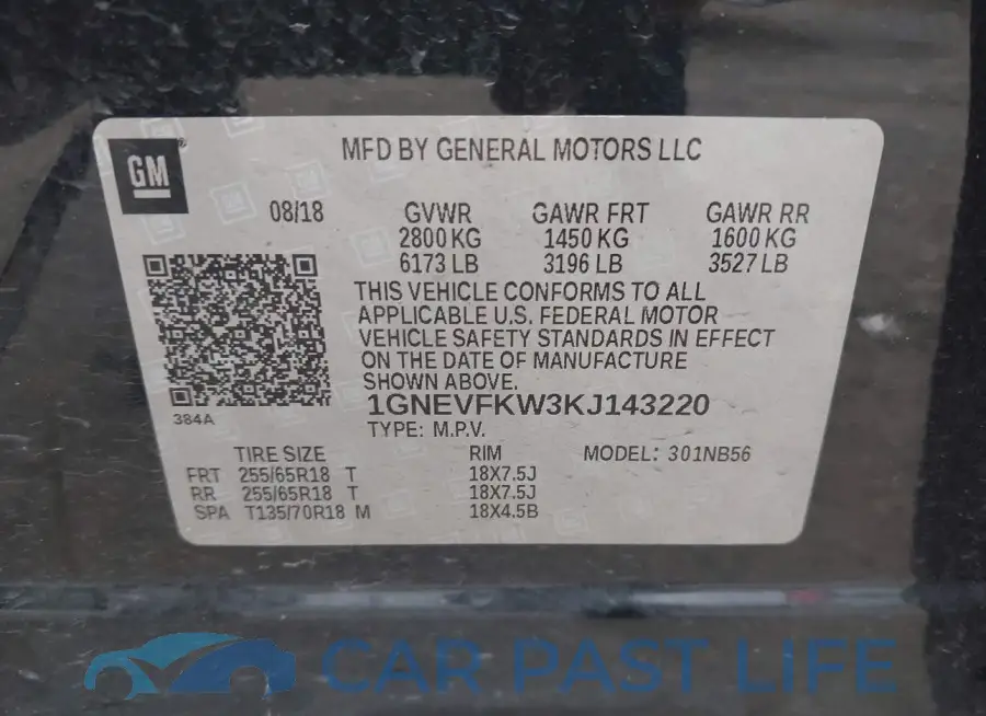 1GNEVFKW3KJ143220# 9