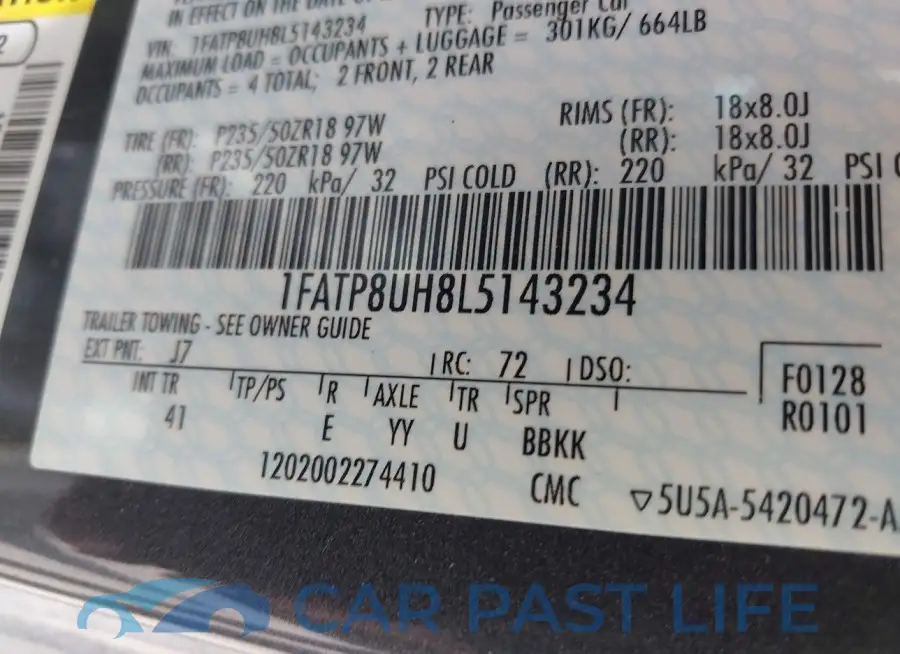 1FATP8UH8L5143234# 9