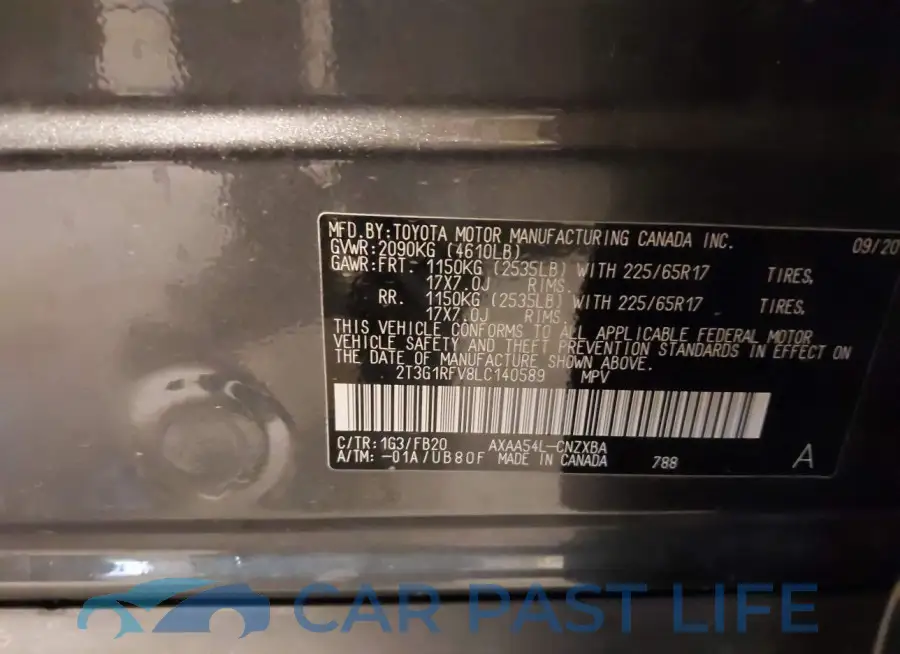 2T3G1RFV8LC140589# 9