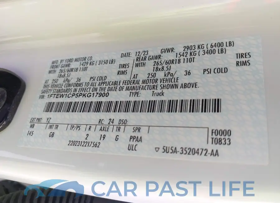 1FTEW1CP5PKG17900# 9