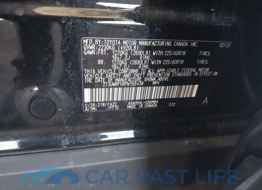 2T3UWRFV6PW155438# 9