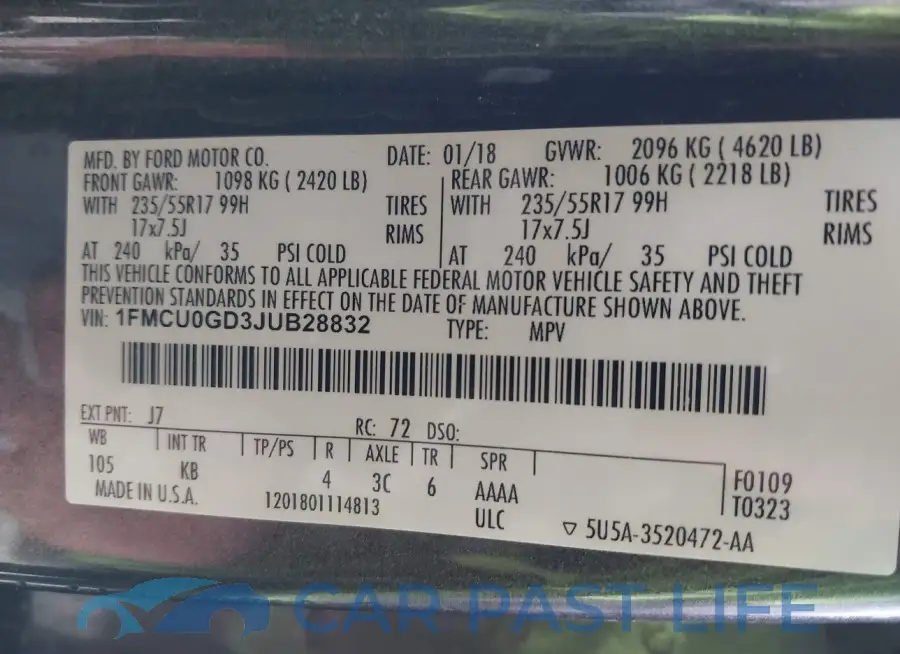 1FMCU0GD3JUB28832# 9