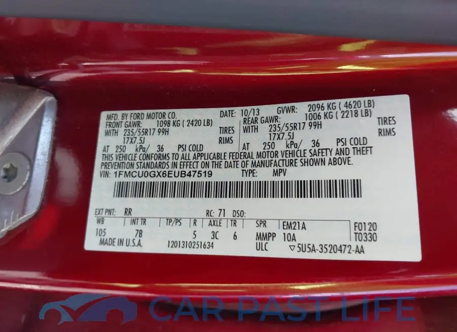 1FMCU0GX6EUB47519# 9