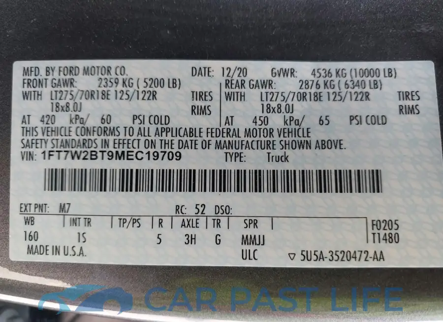 1FT7W2BT9MEC19709# 9