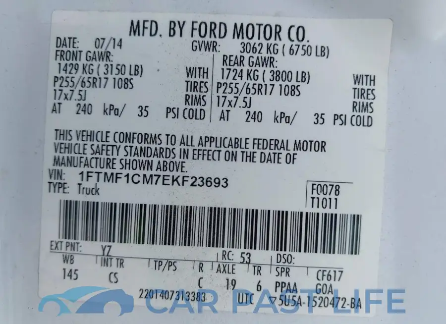 1FTMF1CM7EKF23693# 9