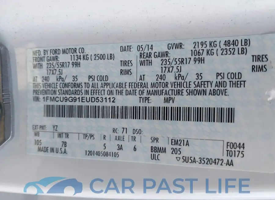 1FMCU9G91EUD53112# 9