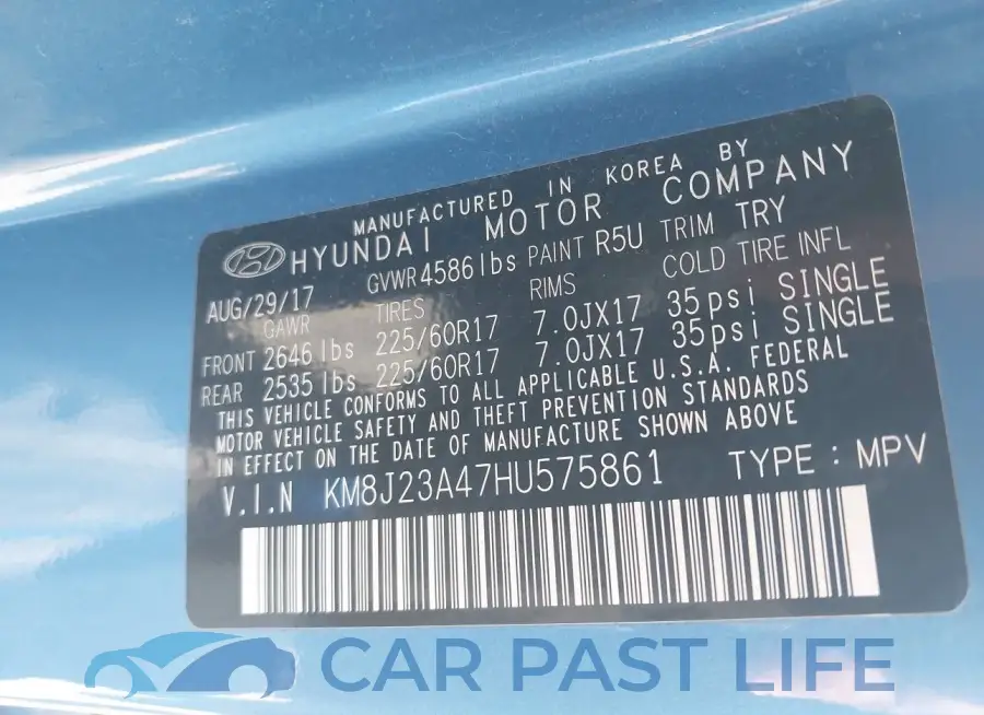KM8J23A47HU575861# 9