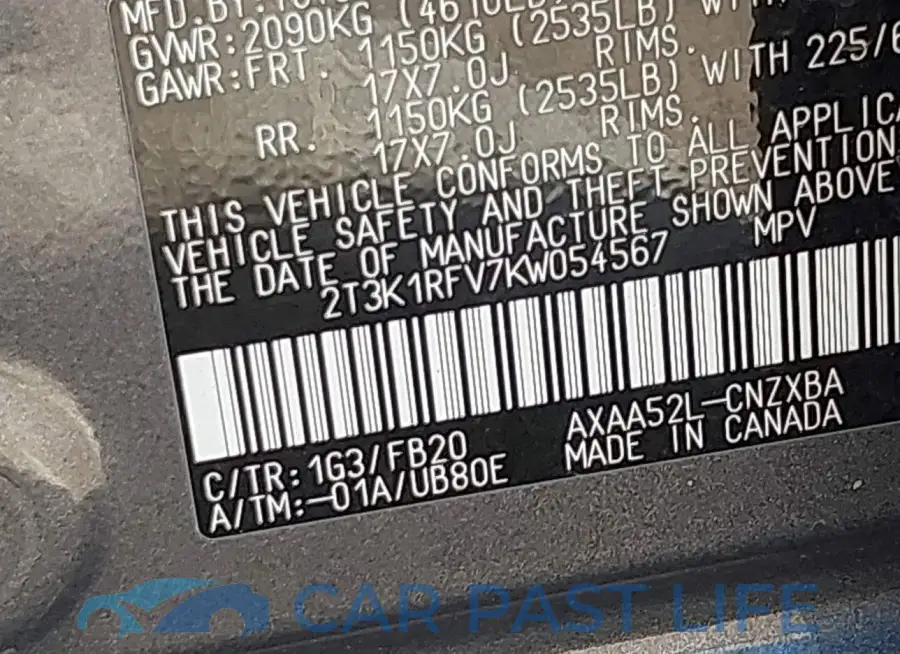 2T3K1RFV7KW054567# 9