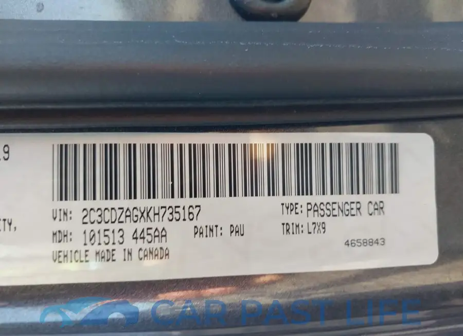 2C3CDZAGXKH735167# 9