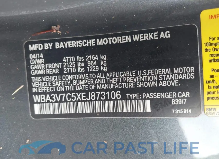 WBA3V7C5XEJ873106# 9