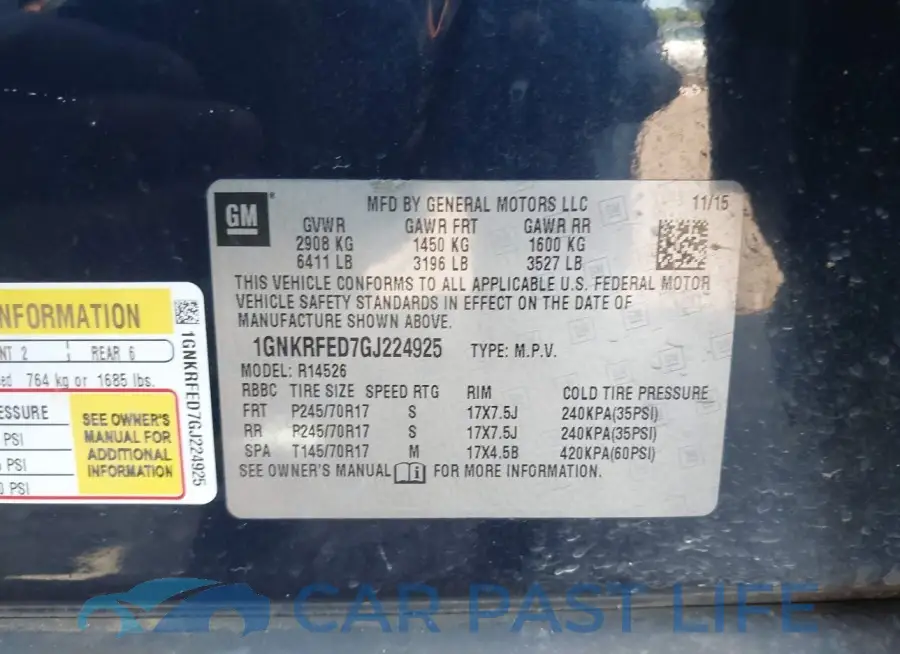 1GNKRFED7GJ224925# 9